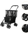 Heavy Duty Folding Utility Cart With Sweet Smooth Glide Swivel Wheels For No Sweat Hauling, black mesh design and sturdy wheels.