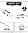 Six Pack Recessed Light Spring Clips Set, Heavy Duty Silver Torsion Clips For Recessed Fixtures, diagram showing dimensions.