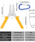 Get A Sweet Deal On This 18Pc Miter Spring Clamp And Pliers Kit, Made With Premium Stainless Steel For Tough Woodworking Jobs, Includes Carabiner Hooks Plus Storage Ring To Keep Your Tools Neat And Ready For Any Project Right Now. stainless steel spring pliers and clips with sizes shown