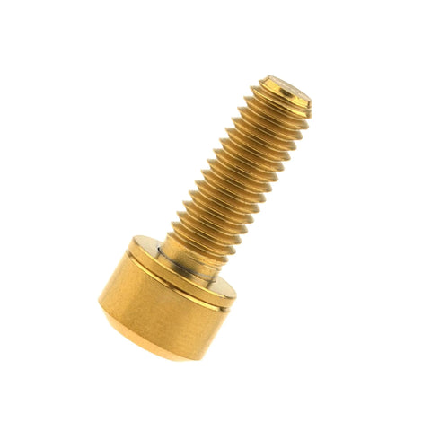 Titanium Alloy M6x16 18 20 25 30 35mm Hex Head Bike Stem Bolts with Washer for MTB and Road Bikes, gold finish, single bolt view