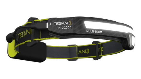 All In One Multi Beam LED Headlamp With 210 Degree Wide Beam And 15 Degree Tilt Focus 6 Modes USB C Rechargeable on a strap