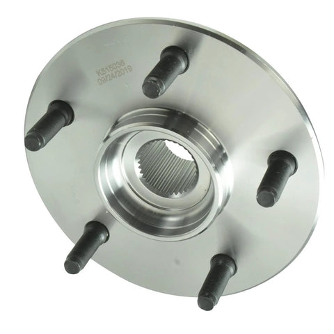 Front Wheel Bearing And Hub Assembly Pair For 2000 2001 Dodge Ram 1500 4WD With 2 Wheel ABS Front Left And Front Right Hubs Replacement Kit For Easy Install And Beefed Up Tough As Nails Performance - front view of 5-lug flange
