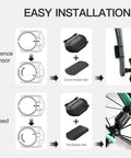 Dual Mode Bike Speed And Cadence Sensor Kit Wireless ANT Plus And Bluetooth easy setup with rubber mats and bike attachment