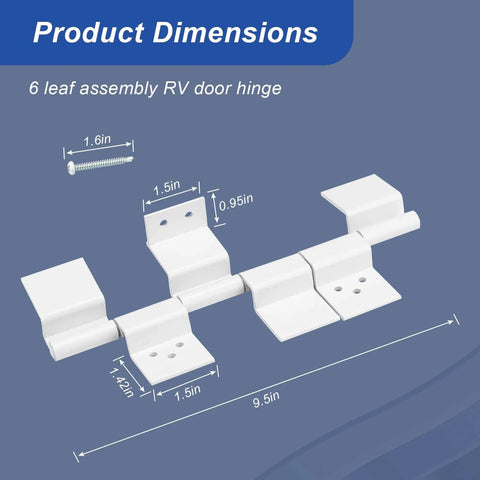 Dimensions of 2 Pack Lippert Compatible Trailer Door Hinge RV Door Hinge RV Entry Door Friction Hinge Assembly 6 Leaf White.