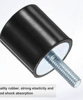 Four Pack Heavy Duty Rubber Mounts D25mm X H25mm Vibration Isolators With M6 X 18mm Studs Cylindrical Shock Absorbers For Air Compressors Cars Pumps Boats Garage Motors And More, black rubber mount with threaded stud