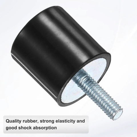 Four Pack Heavy Duty Rubber Mounts D25mm X H25mm Vibration Isolators With M6 X 18mm Studs Cylindrical Shock Absorbers For Air Compressors Cars Pumps Boats Garage Motors And More, black rubber mount with threaded stud
