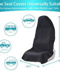 Universal Front Seat Protector Covers Waterproof And Sweatproof Non Slip Washable Towel Seat Covers For Cars Trucks And Jeeps 2 Pack Black showing size compatibility with vehicles