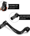 Close-up of Beefy Folding CNC Gear Shifter Lever for KLX110 KLX110L KLX110R 2010 to 2023 showing foldable tip and anti-skid design.
