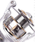 Close-up of the Beefy 11 Bearing Fishing Reel with 10 plus 1 stainless steel bearings and an aluminum alloy spool for outdoor angling.