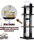 Totally Sharp Cold Brew Coffee Tower And Slow Drip Coffee Maker At 32 Oz showcases the drip snake feature for optimized extraction.