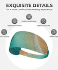 Sweat-Wicking Headband For Sports And Workouts, Ultra Wide 11cm, Sea Landscape Design, Soft Breathable Cotton-Like Fabric