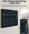 Real Time Power Monitor For Your Home With 16 Channel 50A Clamp-On Sensors app interface showing energy usage and solar data on tablet and phone.