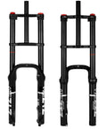 Beefy Fat Tire Mountain Bike Fork with 180mm Travel, 135mm Hub Spacing, 9mm QR, 74mm Disc, Double Crown Suspension front view