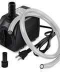 160GPH Whisper Quiet Submersible Fountain Pump with 3.3 ft tubing, low noise 10W, ideal for aquariums, ponds, and indoor fountains.