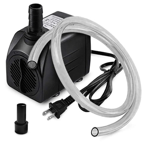 160GPH Whisper Quiet Submersible Fountain Pump with 3.3 ft tubing, low noise 10W, ideal for aquariums, ponds, and indoor fountains.