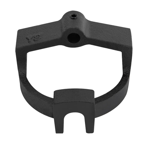 Heavy Duty Drill Press Mortising Attachment Kit With Four Precision Chisels And Steel Rings Hella Tough tool steel mortising clamp close-up.
