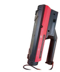 Skip The Headache With This Pro Grade Stud Finder Wall Scanner detecting live pipes and cables, featuring robust red and black design.