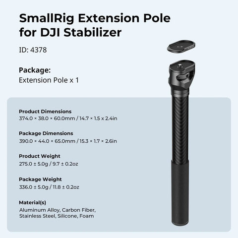 Game Changing Carbon Fiber Gimbal Extension Pole For Dji Rs Stabilizers 15 Inch Arm For Mounting Camera Gear