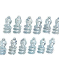 50 Piece Screw In Tire Studs Tough Tungsten Steel Snow Spikes front view showcasing twelve durable steel ice grip screws.