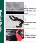 Close-up of stitching, strap design, and drawstring closure of Top Shelf Heavy Duty Car Fire Blanket With Double Sided Silicone Shielding For Extreme Heat Resistance Up To One Thousand One Hundred Celsius Real Deal Ev Battery And Gasoline Engine Blazes In Trucks And Daily Drives Six By Six Meters.