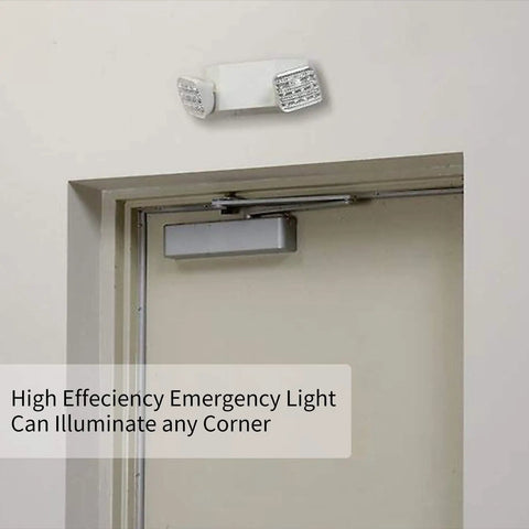 Commercial Emergency Light Fixture With UL Certification, gray LED square heads above door, 360 degree adjustable, backup battery