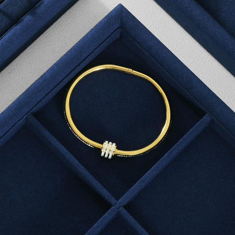 Super Slick Microfiber Jewelry Display Tray With Six Grid Compartments For Ring Earring Bracelet And Necklace Storage Stackable Countertop Organizer Plate Hits Different with gold bracelet in compartment.