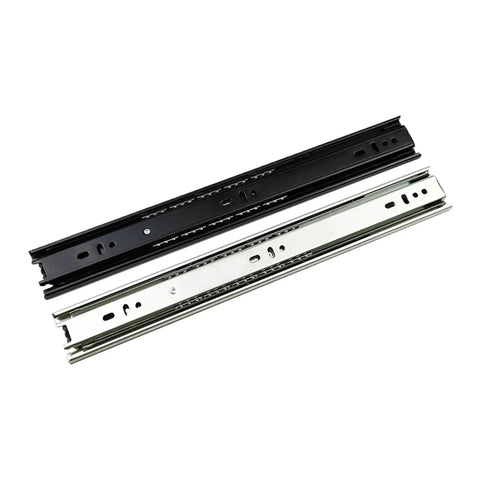 Premium 10 Pair Full Extension Side Mount Drawer Slides Black Ball Bearing Cold Rolled Steel Hardware For Home Cabinets shown from above.