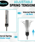 Spring Loaded Tap Guide Center Tool For Lathe And Milling Machines in stainless steel showing internal spring mechanism at rest and under load