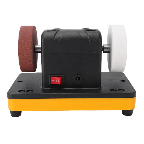 Heavy Duty Mini Bench Grinder With 3 Inch Grinding Wheel, portable cordless tool with dual wheels for sharpening.