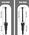 Diagram of Beefy Heavy Duty RC Steel Drive Shaft Kit Front And Rear Universal Shafts with labeled dimensions for ARRMA Mojave GROM Series Desert Trucks.