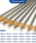 Dope T8 Threaded Trapezoidal Lead Screw For 3D Printers And CNC Stainless Steel Shaft With Round Flange Copper Nut 8mm Diameter 2mm Pitch 4mm Lead Delivers Smooth Precise Linear Motion For Printers And Motion Systems. 80-500mm lengths shown