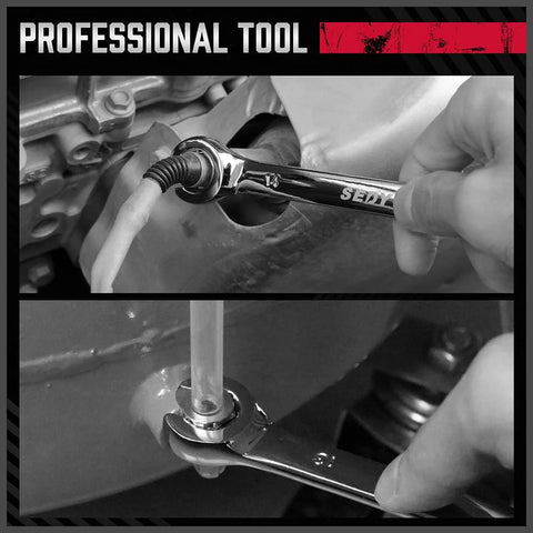 Installing Four Piece Flare Nut Wrench Set With Offset Ends Metric Two Sizes Per Wrench 9 And 11 Millimeter 10 And 12 Millimeter on auto lines