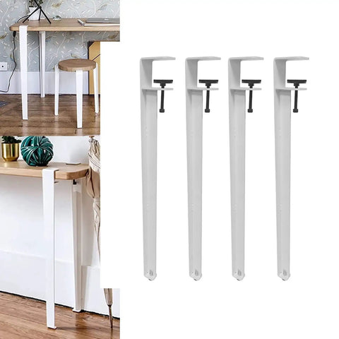 Four Piece Heavy Duty Adjustable Metal Table Legs With Telescoping Clamp For No Fuss Desk Build Supports Two Hundred Pounds on display.