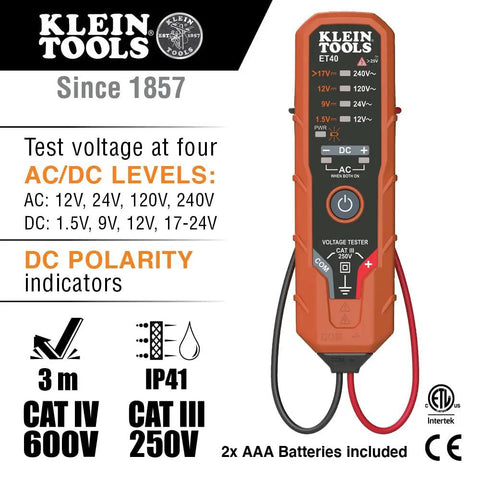 Voltage Test Kit With AC DC Tester, GFCI Outlet Tester And Non Contact Test Pen, 3 Piece, Built For 12 To 240 VAC And 1.5 To 24 V DC