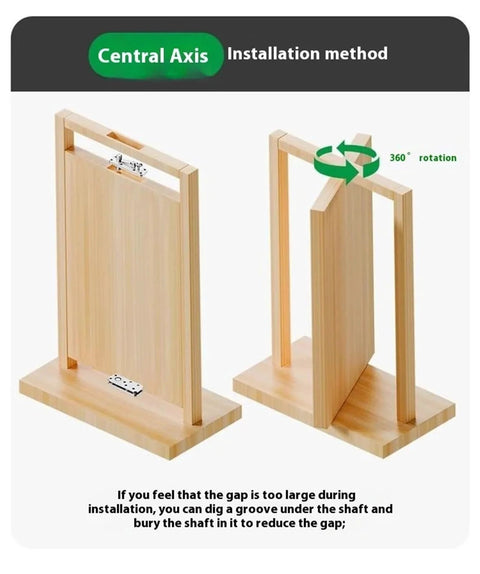 Diagram showing installation of Beefy Heavy Duty Hidden Door Hinge Set For Wood Doors With 360 Degree Rotation Concealed Hardware Black Finish