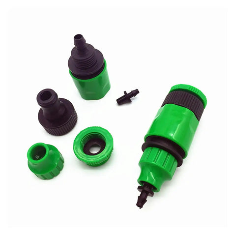 One Way Quick Hose Fittings Connector Kit Fits G1/2 And G3/4 Inch Hoses 1/4 And 3/8 Inch Adapters 50 Piece Garden Irrigation Set For Sprinklers Nozzles And Watering Tools IT121 Great For All Weather Use And Easy Installation, green plastic hose fittings