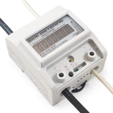 Single Phase KWh Meter Pass Through For Electrical Monitoring DIY 100A 120V To 240V Two Or Three Wire 60Hz LCD Display White