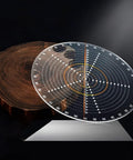 8-inch round center finder compass for woodworking; transparent disc with concentric circles and measurement marks