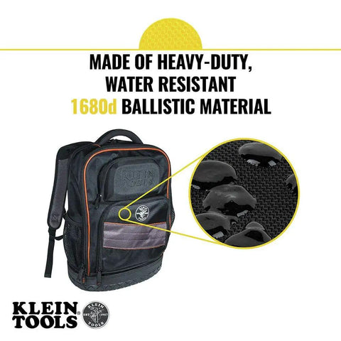 Rugged Tech Ready Laptop Backpack And Tool Bag For Pros Water Resistant Tech Pack with close-up of ballistic material