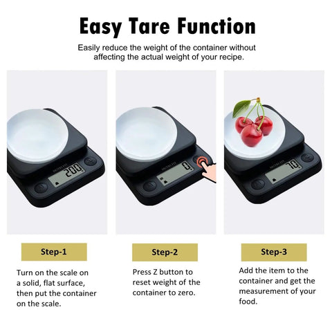 Super Handy Digital Food Scale For Kitchen With Grams And Ounces Readout 11 Pound Capacity 0.5 Gram Increments LCD Tare Easy