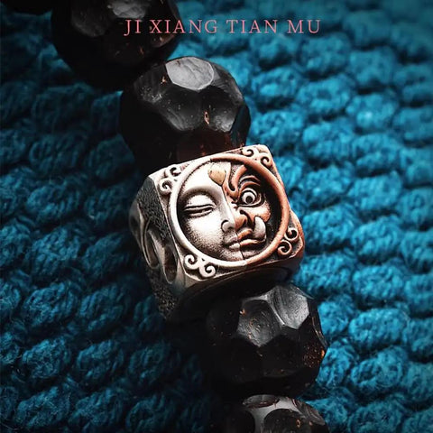 Premium Tibetan Style Spacer Beads For Bracelets And Necklaces Diy Jewelry Crafting Supplies showing a decorative silver face bead.