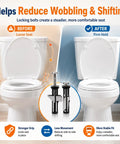 Top Shelf Heavy Duty Toilet Seat Bolt Kit Featuring Rust Resistant Stainless Steel Screws For Universal Bathroom Fixture Repair And A Rock Solid Mount That Keeps Things Tight And Secure, showing before and after installation.