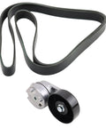 Heavy Duty Accessory Drive Belt Tensioner Kit For Trucks Keeps Engines Running Smooth Like Butter To Stop Breakdowns Cold And Save Big Dough On Truck Repairs Ready To Roll Any Time With Direct Fit Design For Long Life, black belt and tensioner pulley