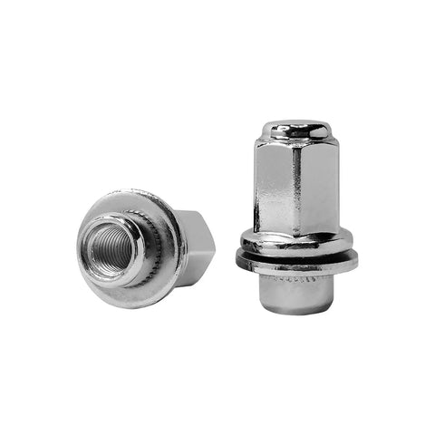 Close-up of 4 Piece M12x1.5 Beefy Chrome Wheel Lug Nut And Stud Set For Toyota Cars Like Corolla Camry Celica 4Runner RAV4 Prius Sienna Yaris GX460 ES300 SC400 And More 9094202049