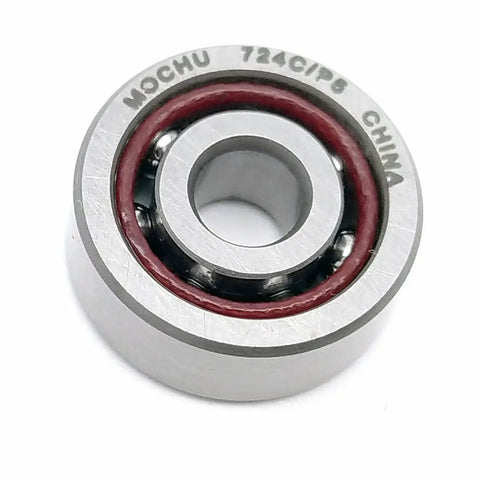 Rig Ready 724Cp5 Angular Contact Ball Bearing 4Mm Id 13Mm Od 5Mm Width Abec 5 Precision single row view with red rubber seal.