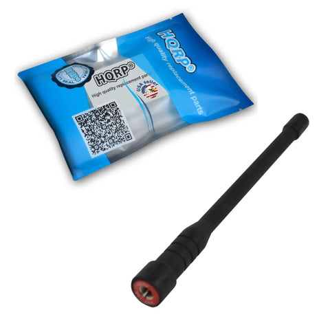 VHF High Gain Antenna For Vertex VX Series Radios 136 To 174 MHz Telescopic Extendable Black 14cm next to packaging
