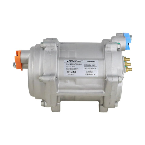 Heavy Duty 12 Volt Electric AC Compressor For R134a Systems Plug And Play Drop In Swap No Headache Replacement with external control.