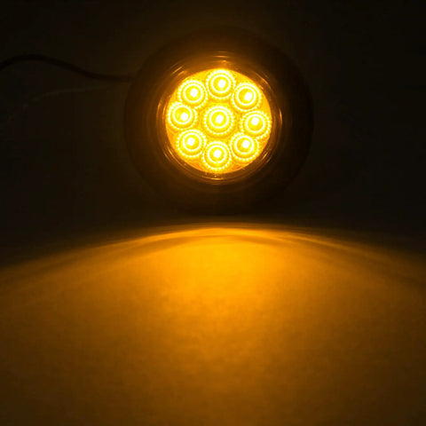 Trucker Grade 2 Inch Round LED Marker Lights 20 Pack Amber and Red With Reflectors Sealed Flush Mount glowing amber light