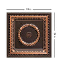 Laurel Wreath Faux Tin Ceiling Tile 2x2 PVC Antique Copper Finish, square tile with intricate border and wreath design.
