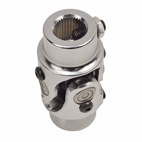 Three Quarter Inch 36 Spline to Three Quarter Inch Double D Beefy Steering Shaft U Joint Chrome Universal Joint Coupling